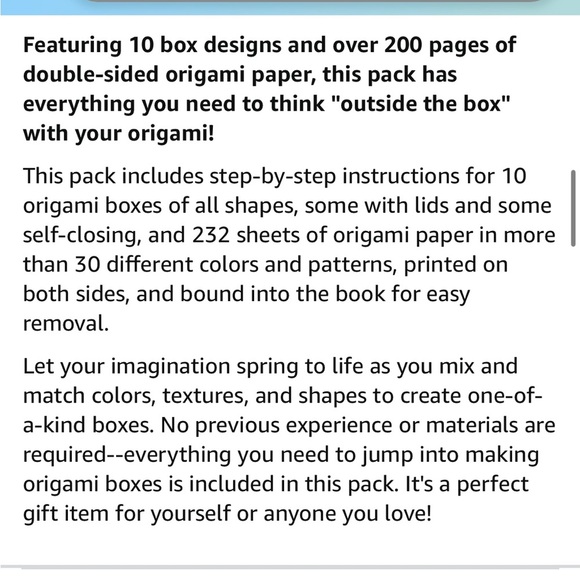 Origami Boxes Super Paper Pack: Folding Instructions and Paper, craft kit - Picture 8 of 8